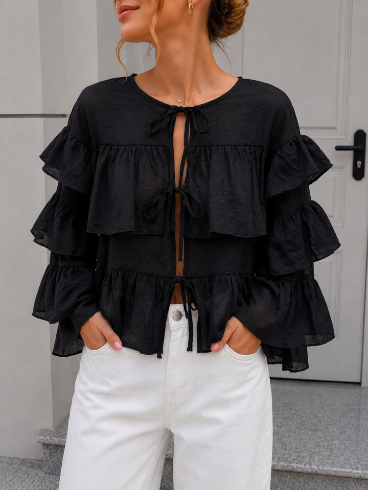 UNI VOLANT BLUSE - versch. Farben