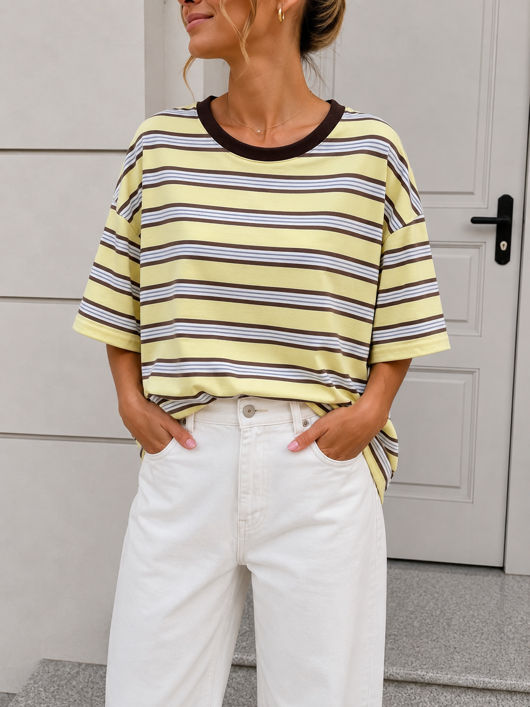 OVERSIZE STREIFEN T-SHIRT MOM - versch. Farben