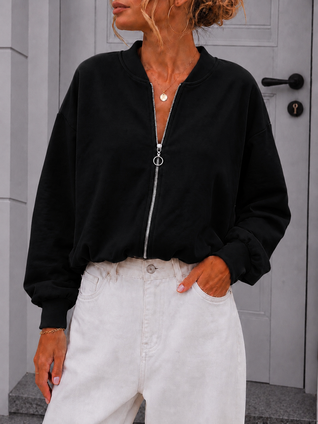 SWEATJACKE KELLY mit Raffung - versch. Farben