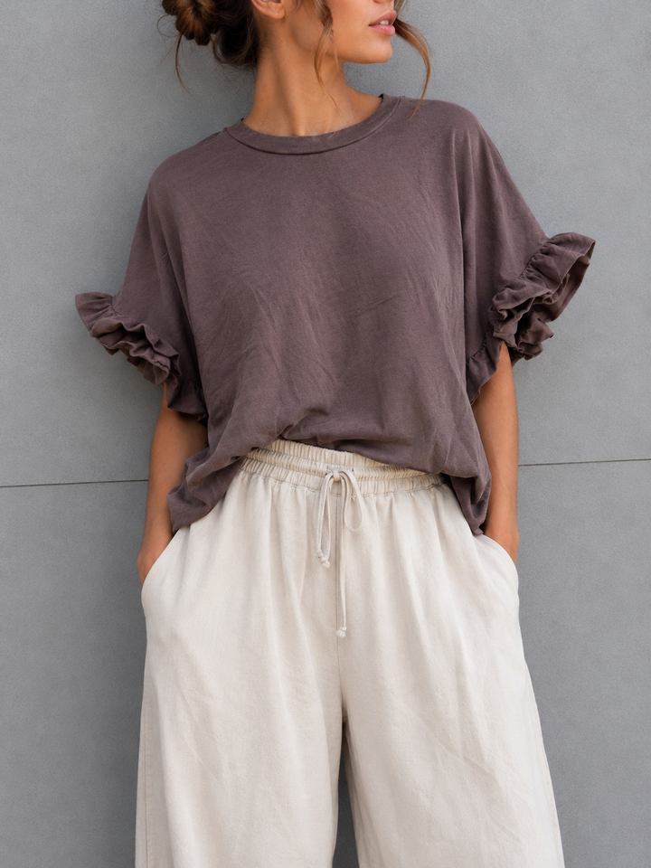 BASIC SHIRT ELLA mit Rüschen - versch. Farben