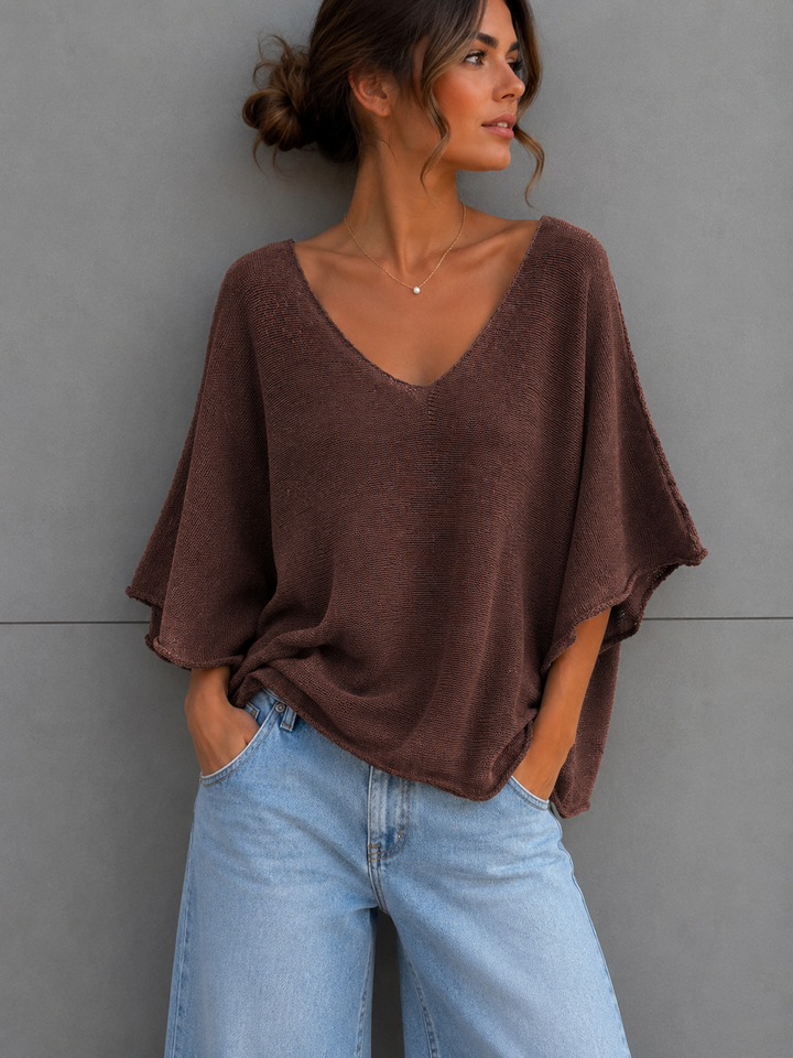 LEICHTES KURZARM STRICKSHIRT EVI - versch. Farben