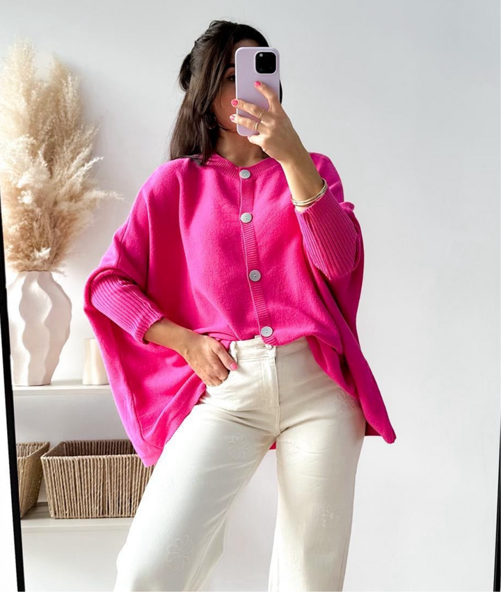 BASIC OVERSIZE STRICKJACKE mit Knöpfen - versch. Farben