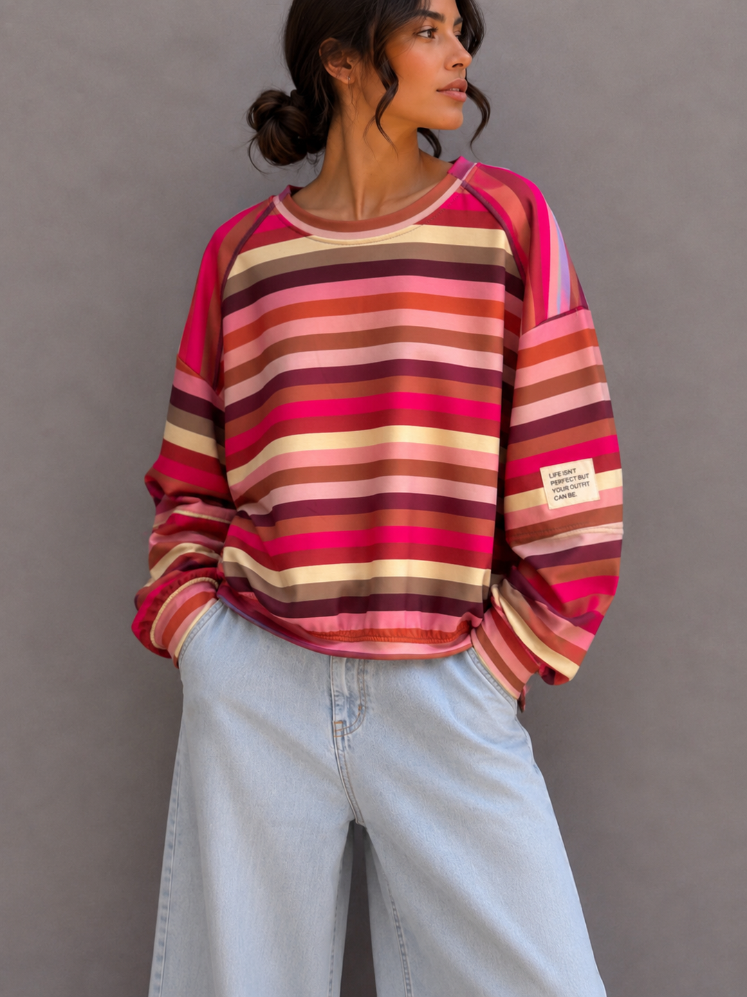 MULTI COLOR STREIFEN SWEATSHIRT-Ver. Farben