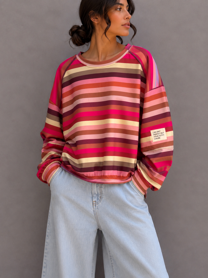 MULTI COLOR STREIFEN SWEATSHIRT-Ver. Farben