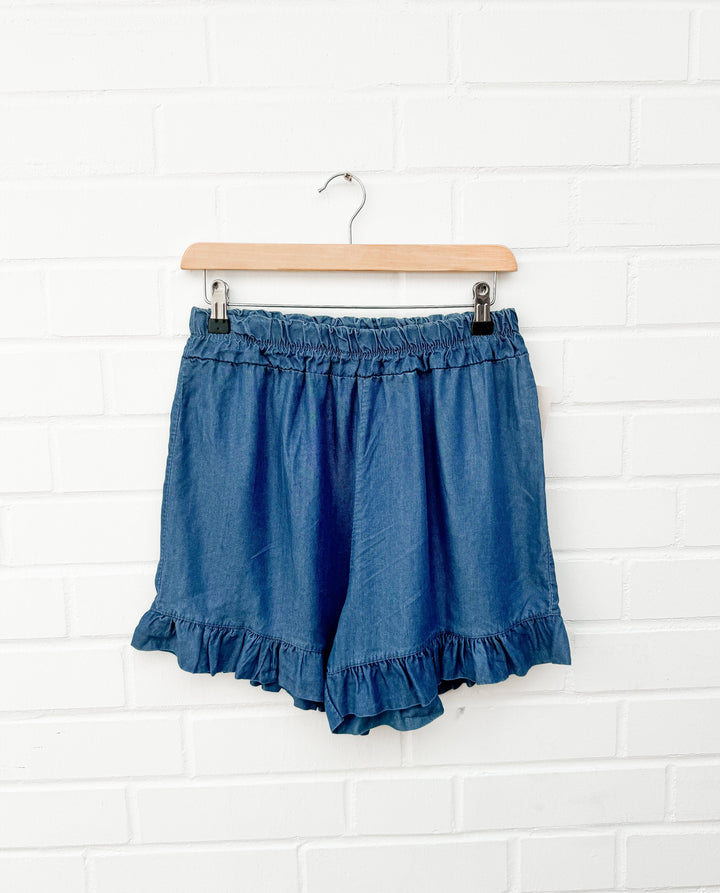 RÜSCHEN JEANS SHORTS - versch. Farben