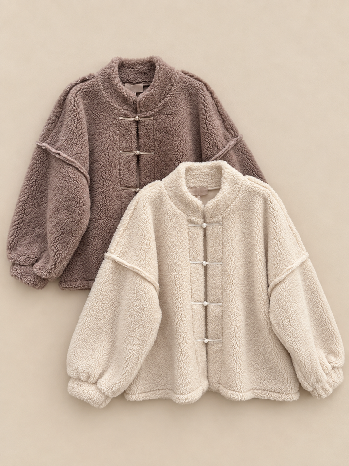 OVERSIZE TEDDY JACKE mit Knoten - Versch. Farben