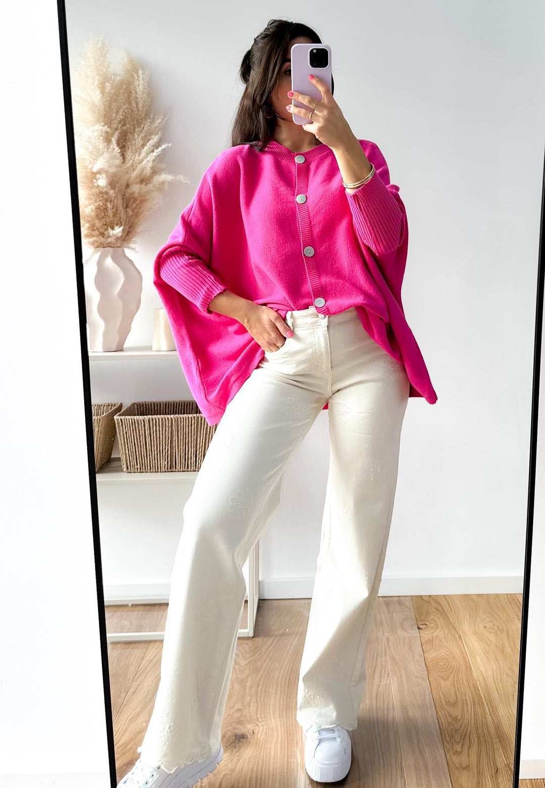 BASIC OVERSIZE STRICKJACKE mit Knöpfen - versch. Farben