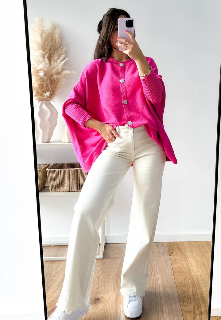 BASIC OVERSIZE STRICKJACKE mit Knöpfen - versch. Farben