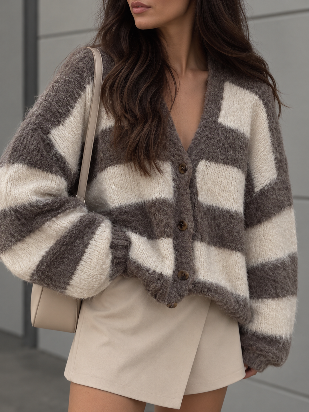 COZY STRIPE STRICKJACKE mit Knöpfen - versch. Farben