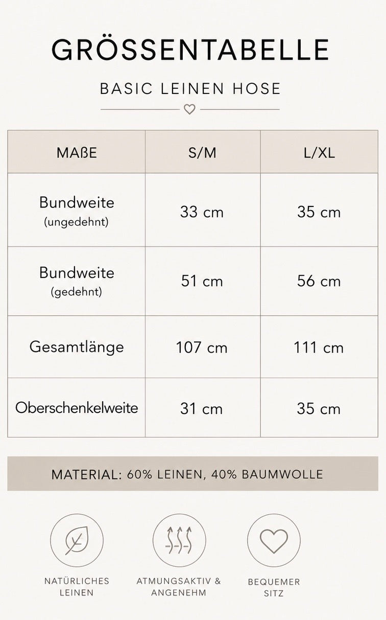 BASIC LEINEN HOSE - versch. Farben