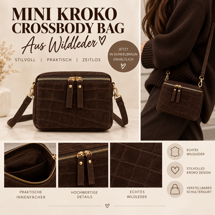 MINI KROKO CROSSBODY BAG in Wildleder