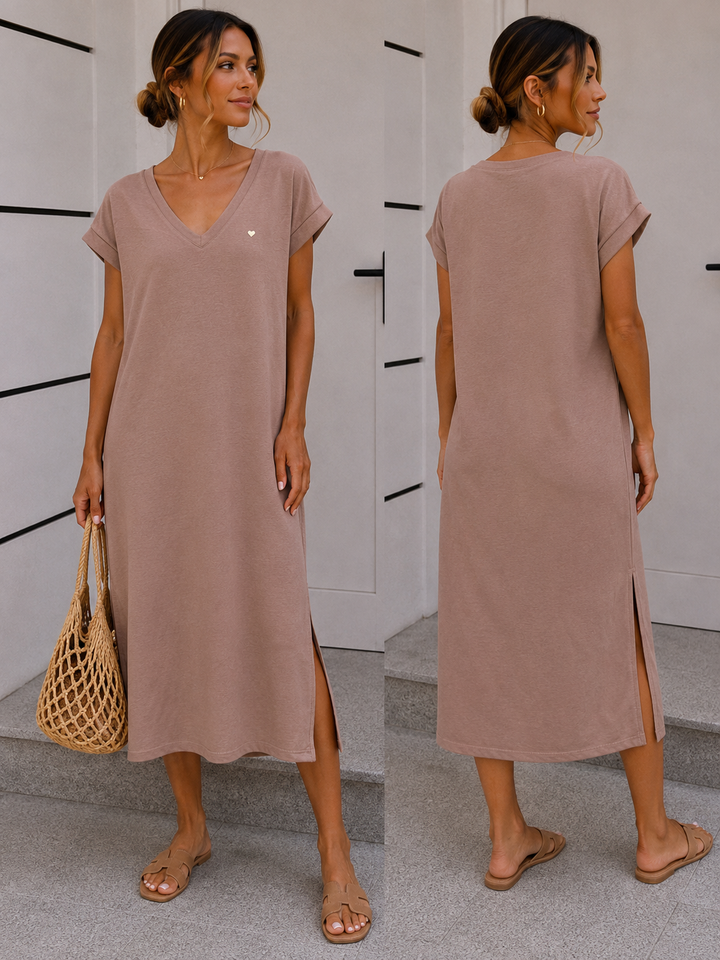 SHIRTKLEID mit V Ausschnitt - versch. Farben