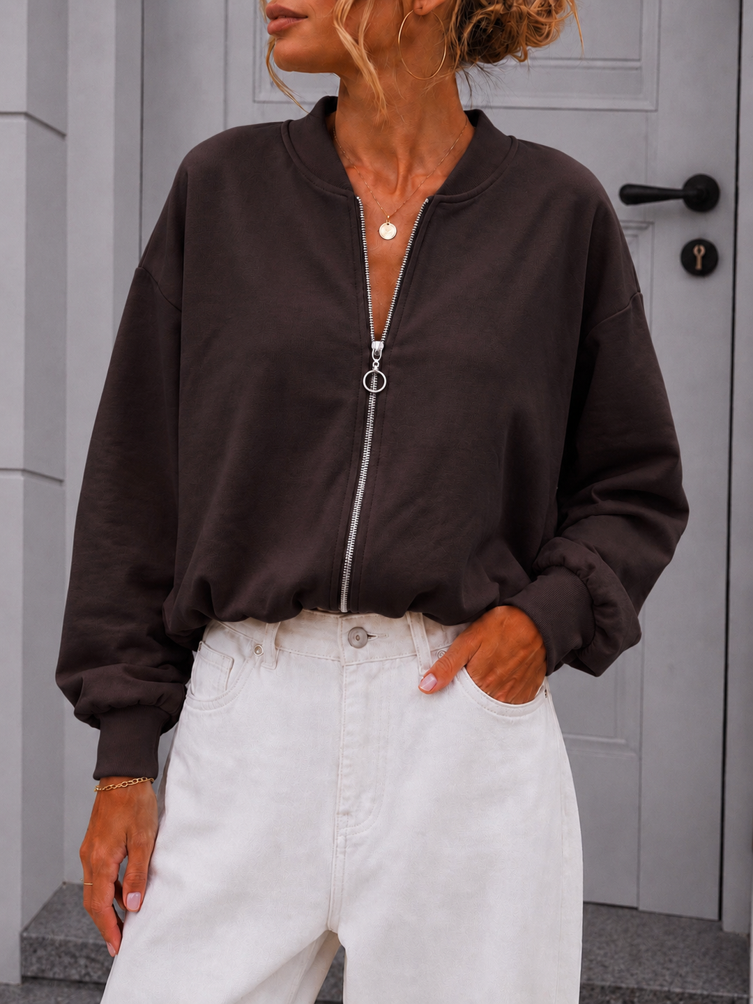 SWEATJACKE KELLY mit Raffung - versch. Farben