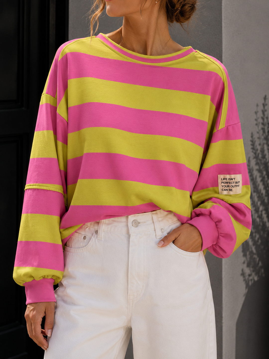 CANDY STRIPE SWEATSHIRT - limette