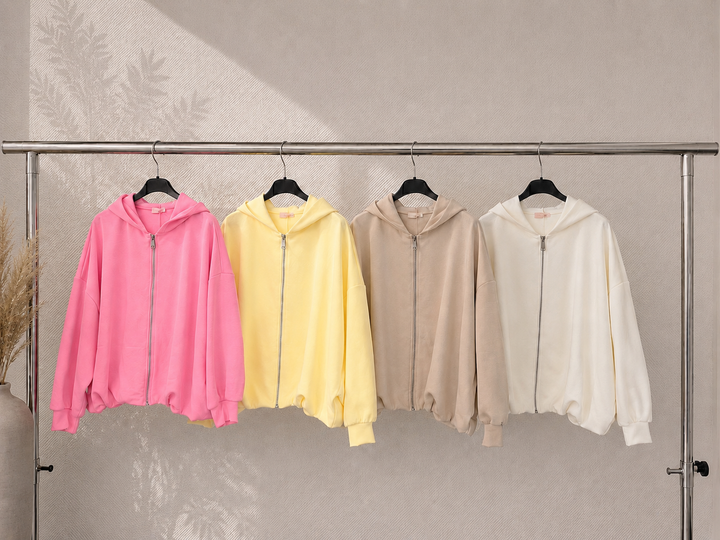 SWEATJACKE mit Raffung - versch. Farben