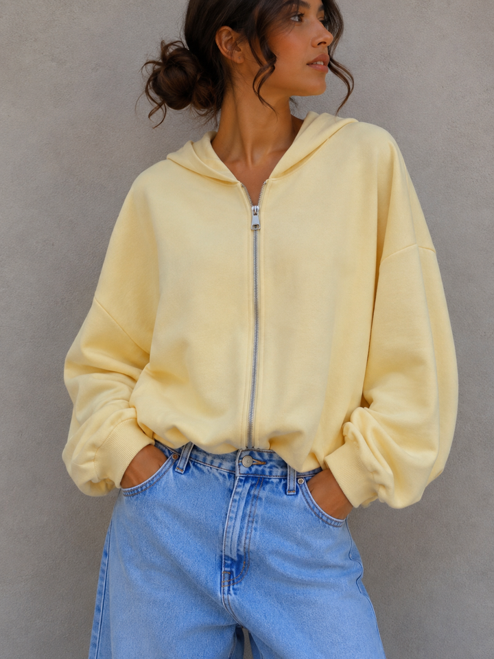 SWEATJACKE mit Raffung - versch. Farben