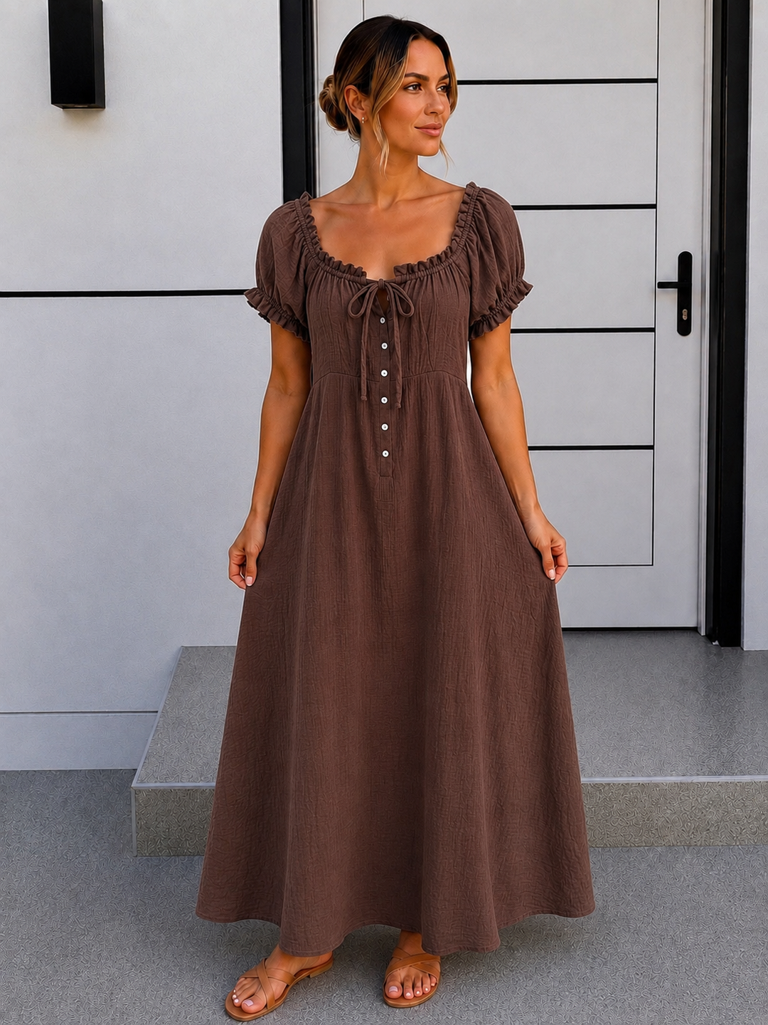 LANGES MUSSELIN SOMMERKLEID TINA - versch. Farben