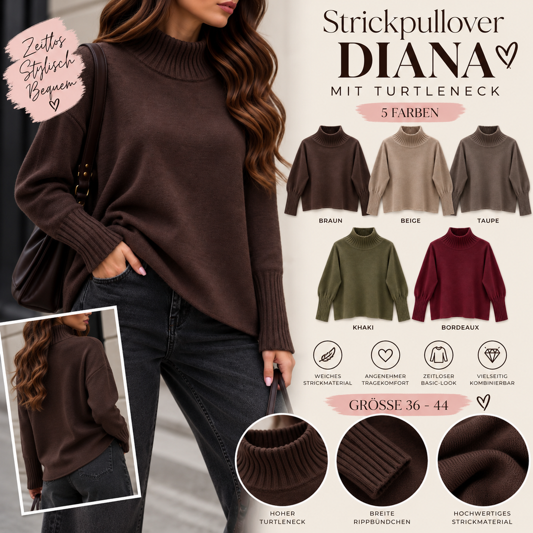 STRICKPULLOVER DIANA mit Turtleneck - versch. Farben