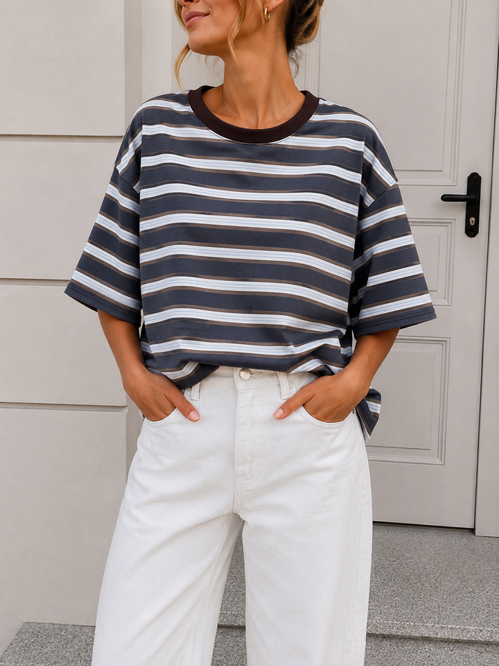 OVERSIZE STREIFEN T-SHIRT MOM - versch. Farben