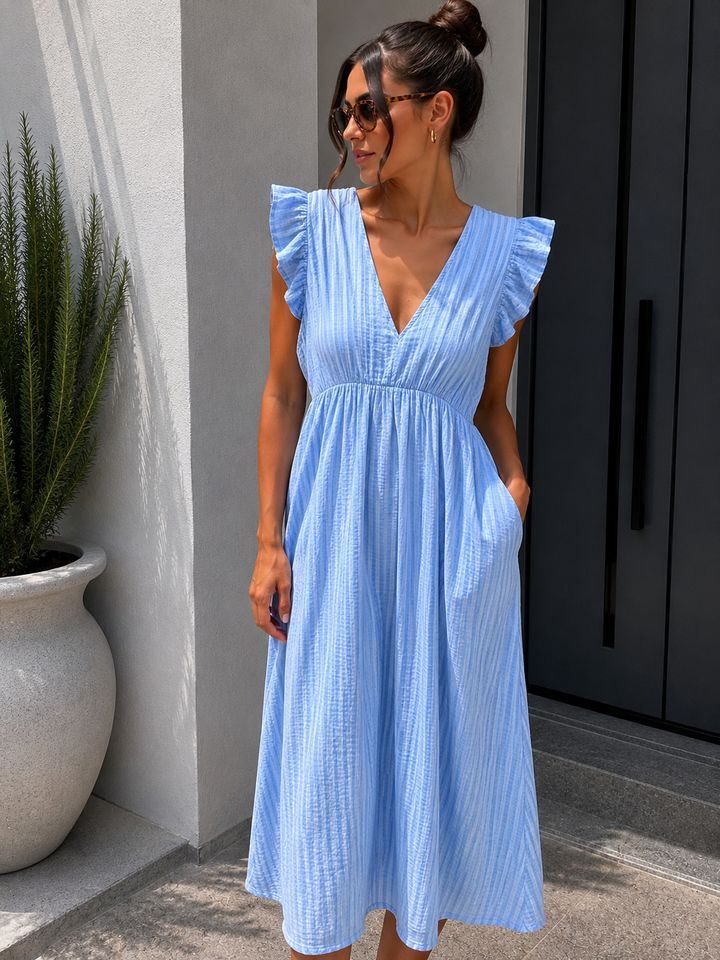 STREIFEN MUSSELIN KLEID - versch. Farben