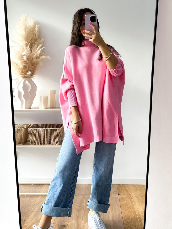 LANGEE OVERSIZE STRICKPULLOVER mit Schlitz - Versch. Farben