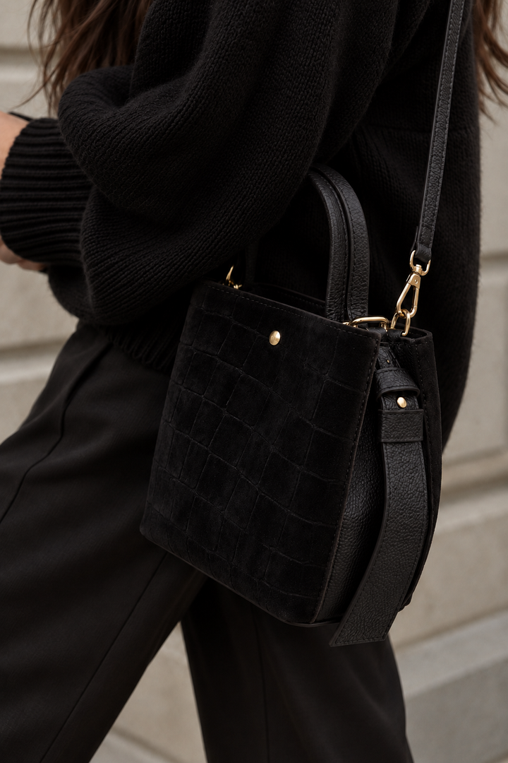 WILDLEDER KROKO BUCKET BAG - versch. Farben