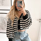 STREIFEN LOOLA CARDIGAN -schwarz
