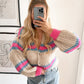STREIFEN STRICKJACKE -pink/blau