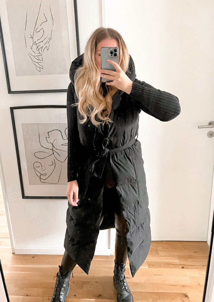 LANGE STEPPWESTE MIT BINDEBAND- Versch. Farben