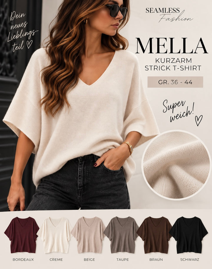 KURZARM STRICK T-SHIRT MELLA - versch. Farben