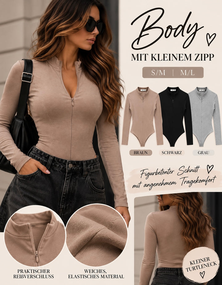 BODY mit kleinen Zipp - versch. Farben