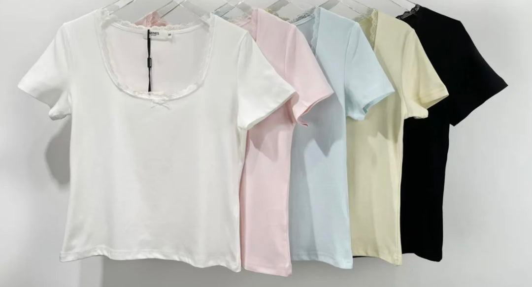T-SHIRT mit Spitze - versch. Farben