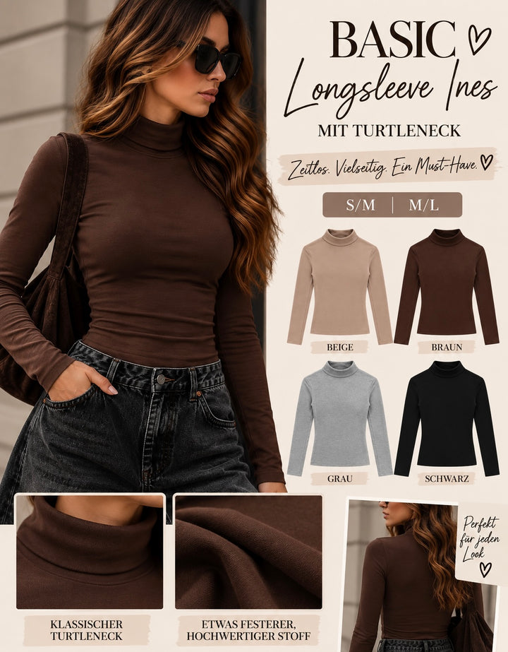 BASIC LONGSLEEVE INES mit Turtleneck - versch. Farben