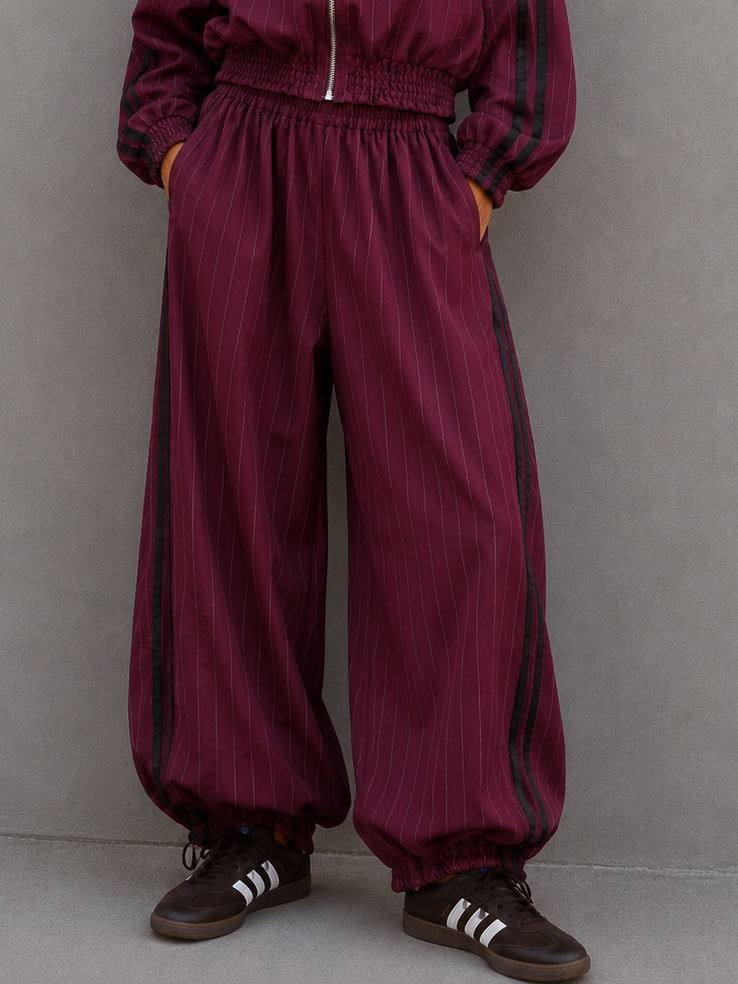 NADELSTREIFEN BALLON PANTS - braun