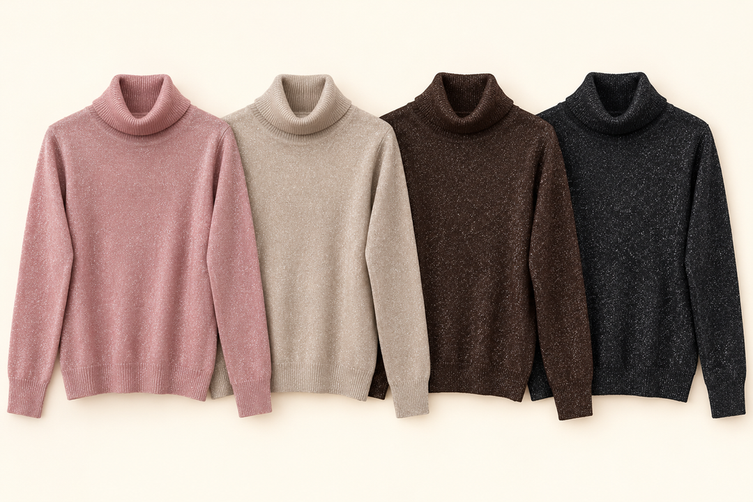 GLITZER ROLLKRAGEN PULLOVER - versch. Farben