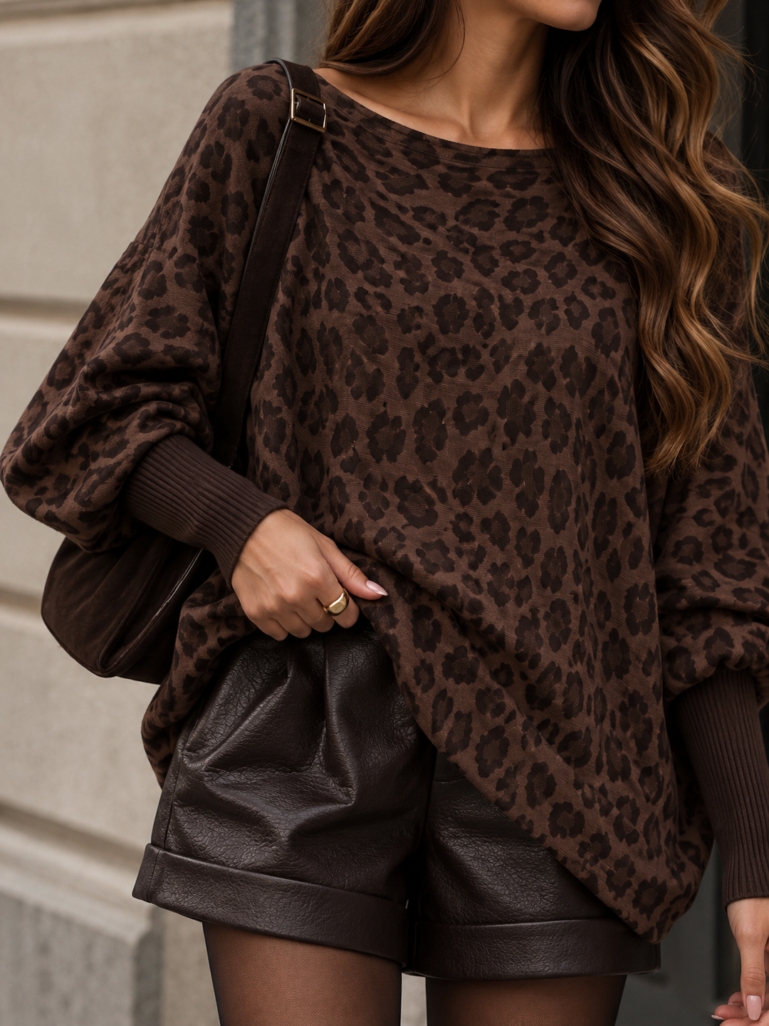 LEO OVERSIZE PULLOVER - dunkelbraun