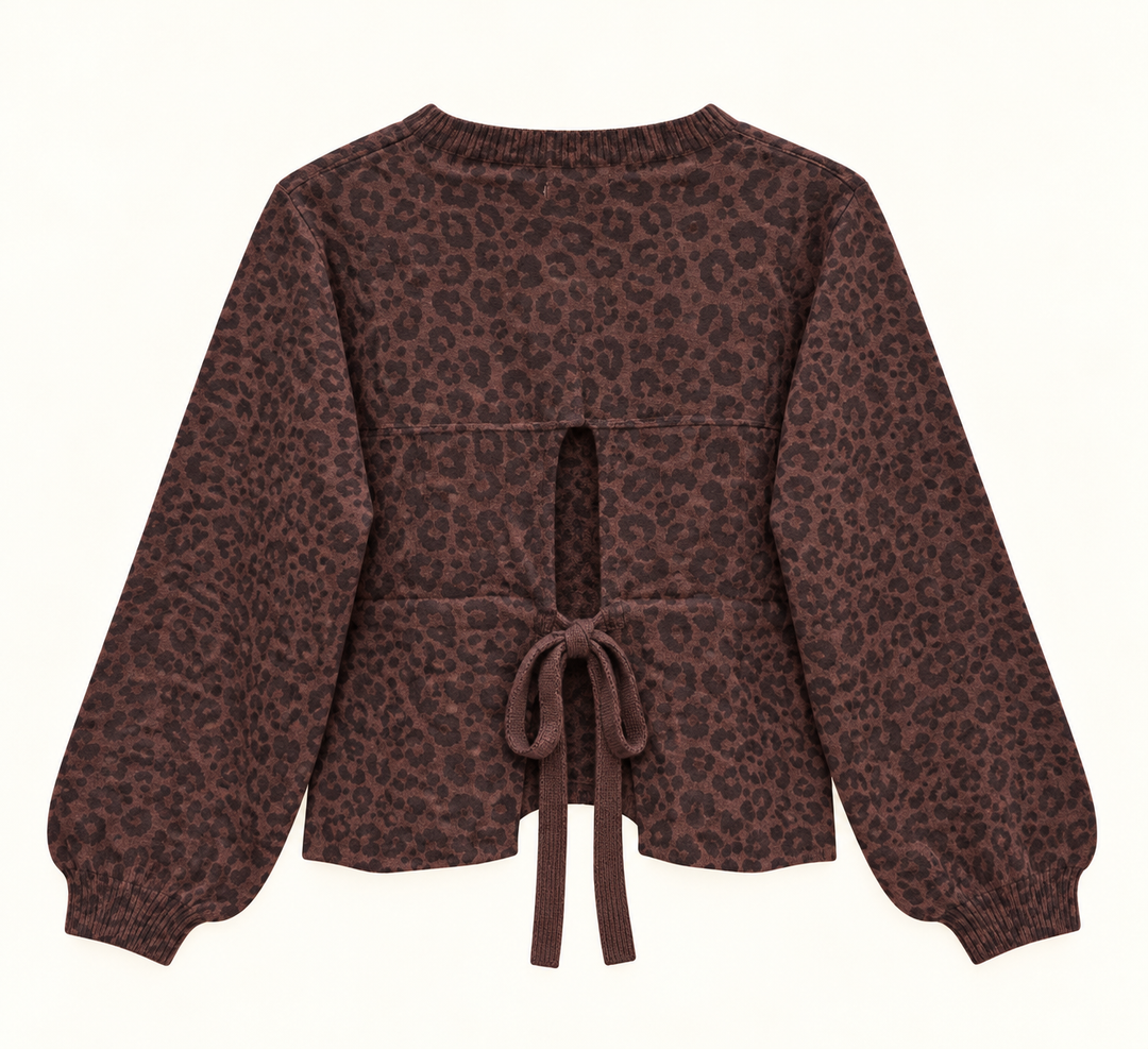LEO STRICKPULLOVER zum binden - dunkelbraun