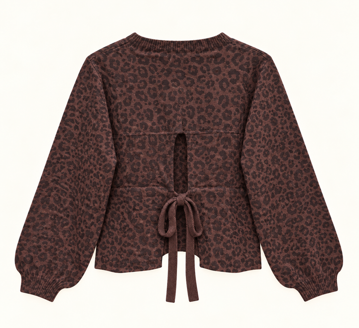 LEO STRICKPULLOVER zum binden - dunkelbraun