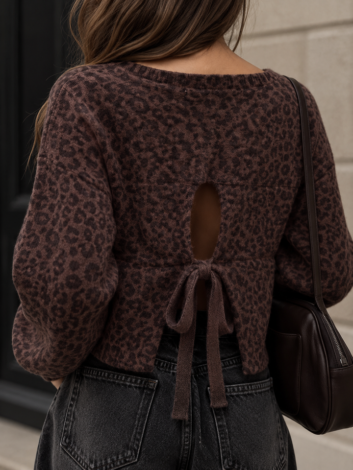 LEO STRICKPULLOVER zum binden - dunkelbraun