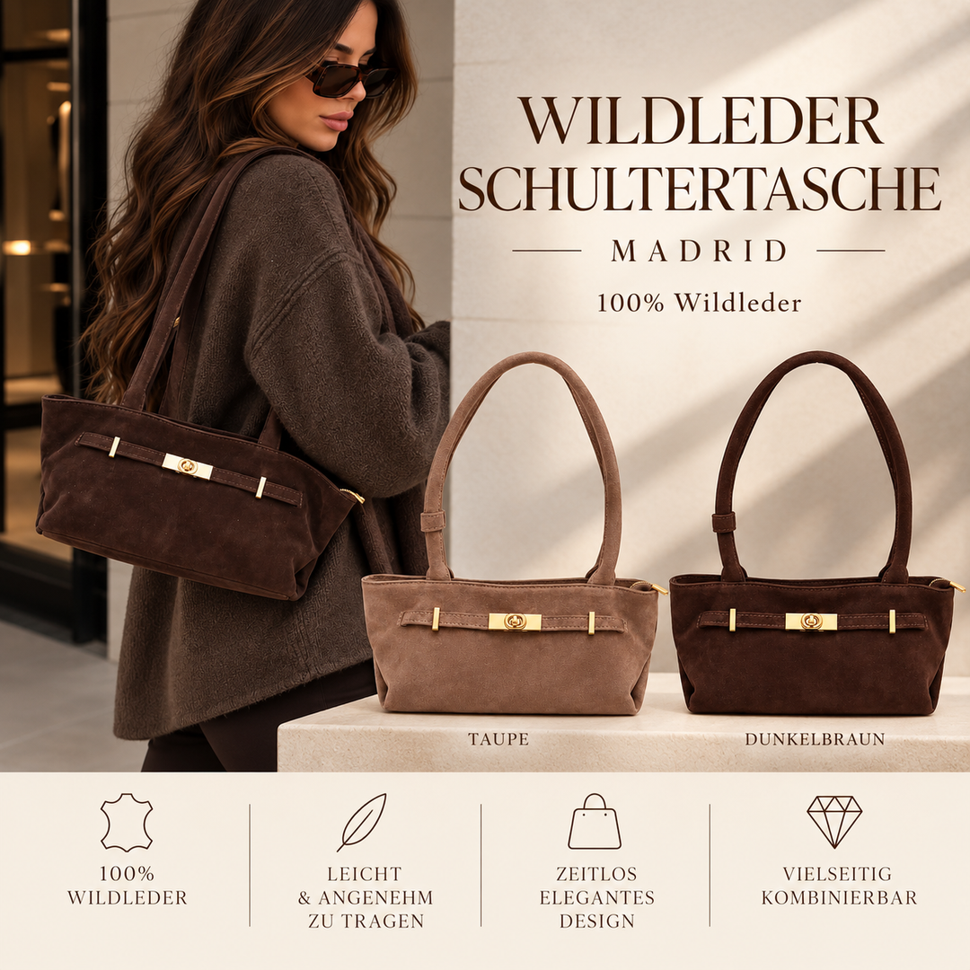WILDLEDER SCHULTERTASCHE MADRID  - versch. Farben