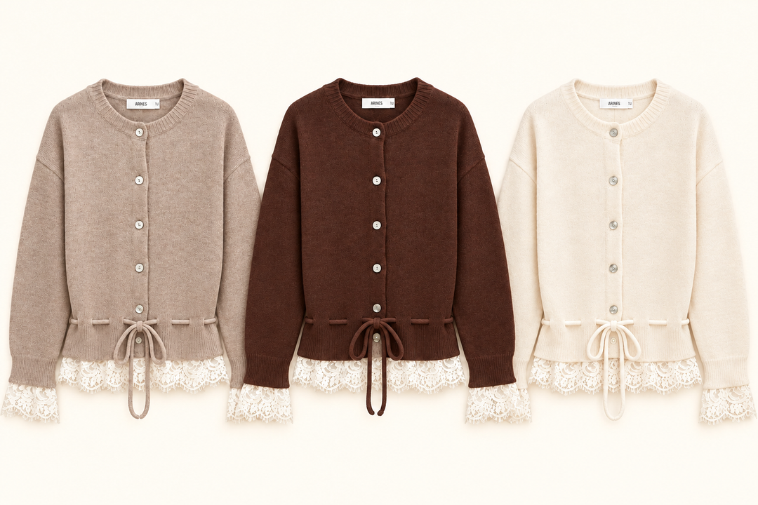 STRICKJACKE LINA mit Spitze - Versch. Farben