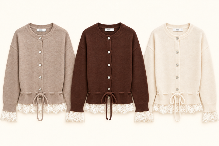 STRICKJACKE LINA mit Spitze - Versch. Farben