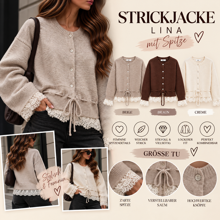 STRICKJACKE LINA mit Spitze - Versch. Farben