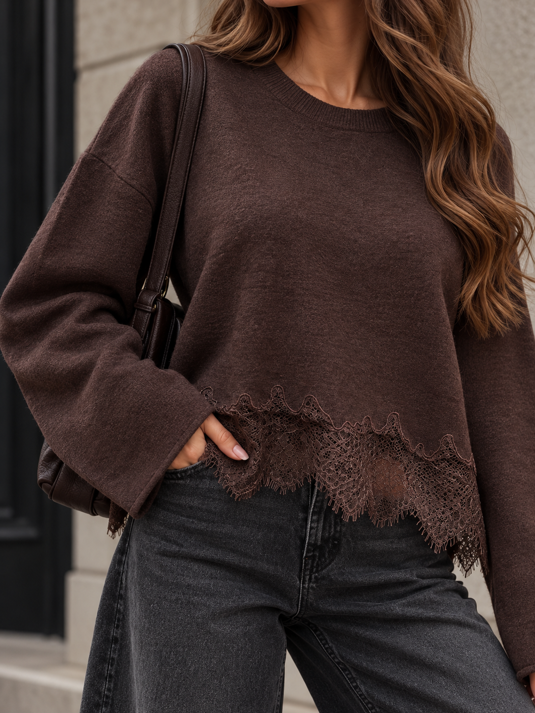 LEICHTER PULLOVER INESS mit Spitze - Versch. Farben