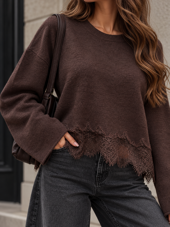 LEICHTER PULLOVER INESS mit Spitze - Versch. Farben