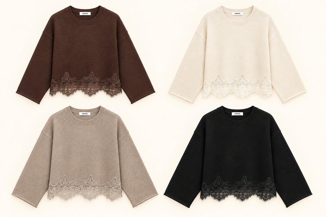 LEICHTER PULLOVER INESS mit Spitze - Versch. Farben