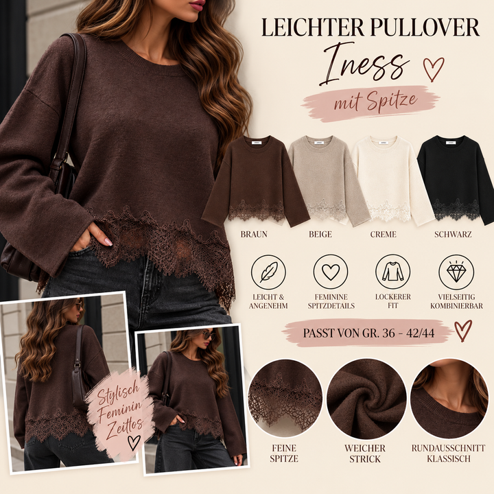 LEICHTER PULLOVER INESS mit Spitze - Versch. Farben