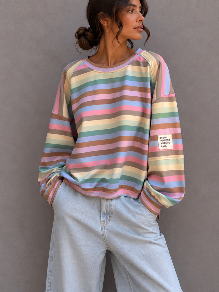 MULTI COLOR STREIFEN SWEATSHIRT-Ver. Farben