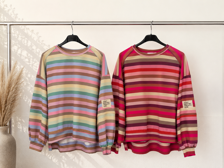 MULTI COLOR STREIFEN SWEATSHIRT-Ver. Farben