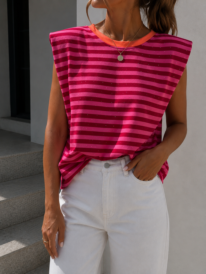 STREIFEN TOP mit Strass - versch. Farben